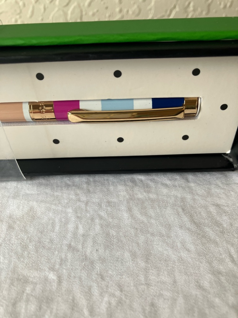kate spade: Multicolor Stripe Gold Tone Trim Ballpoint Pen- Black - Picture 4 of 11